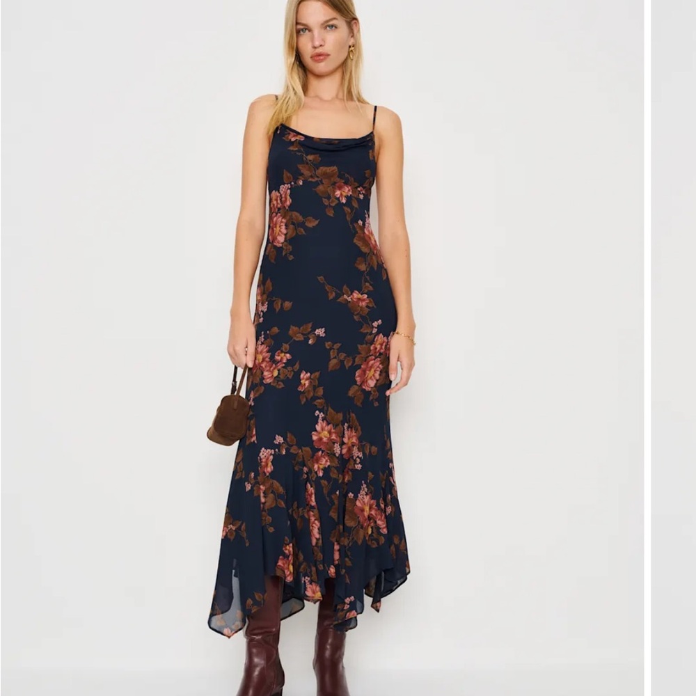 Reformation Lluvia Dress Blue - Size 6